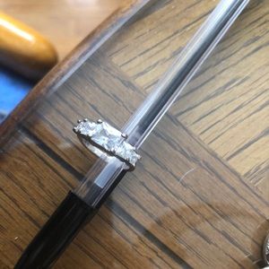 Silver ring with clear stones